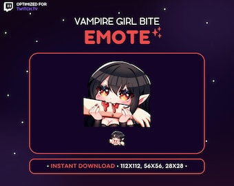 Emote de Twitch de Chica Vampiro: Brazo Mordido, Chica Vampiro Malvada, Anime Kawaii, Chica Gamer, Streaming, Juegos, Emote de Discord, Divertido, Sangre