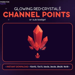 Red Space Crystals Twitch Channel Point Icon, Sub Badge Emote - Crystal Discord Emote, Streaming Assets, Gaming, Emoji Sticker, Loyalty Icon