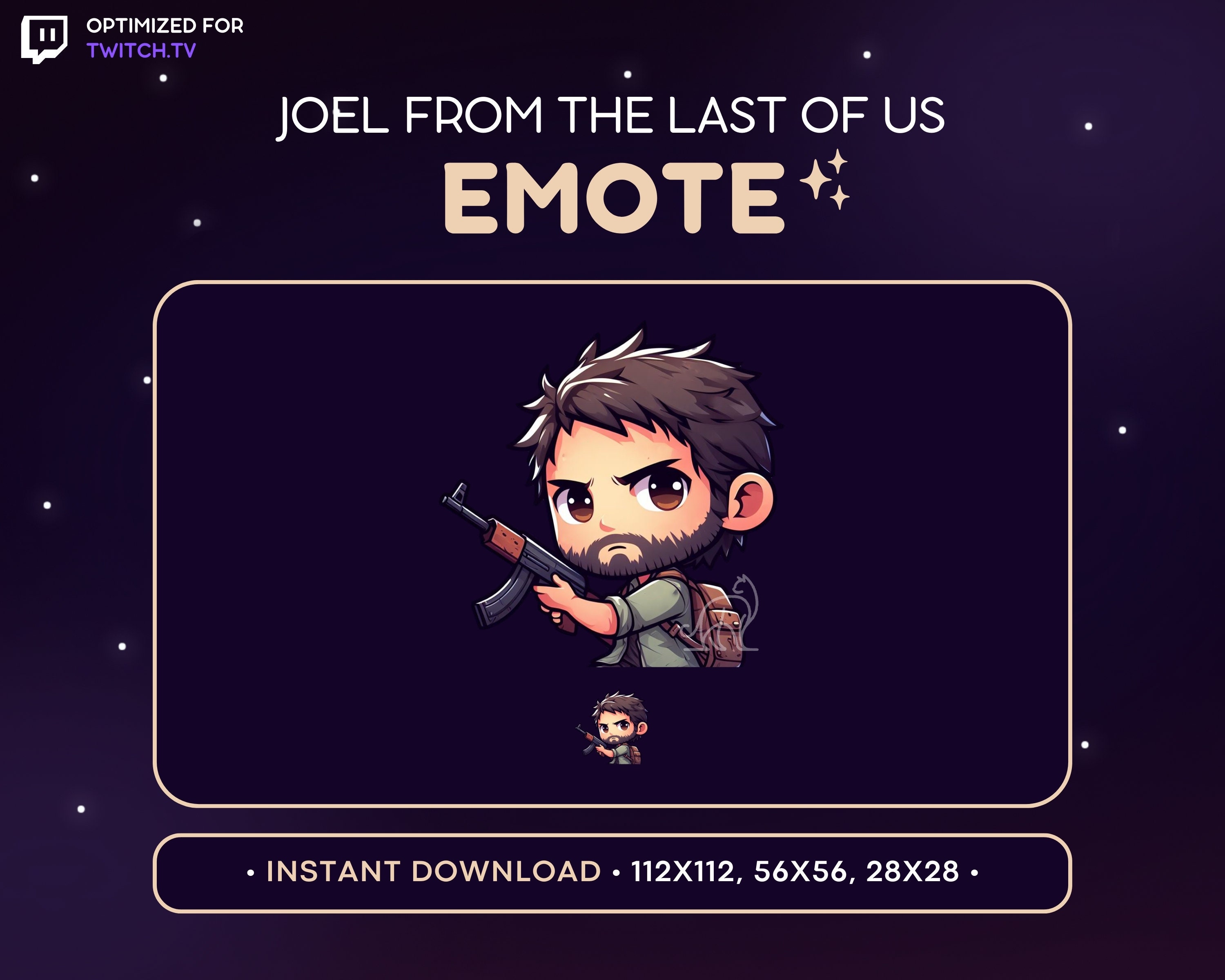 Joel Twitch Emote - The Last of Us Emote, Joel Gun Emote, Streaming, Gaming, Assets, Male, Video Game, Ellie and Joel Discord Emote, Weapon