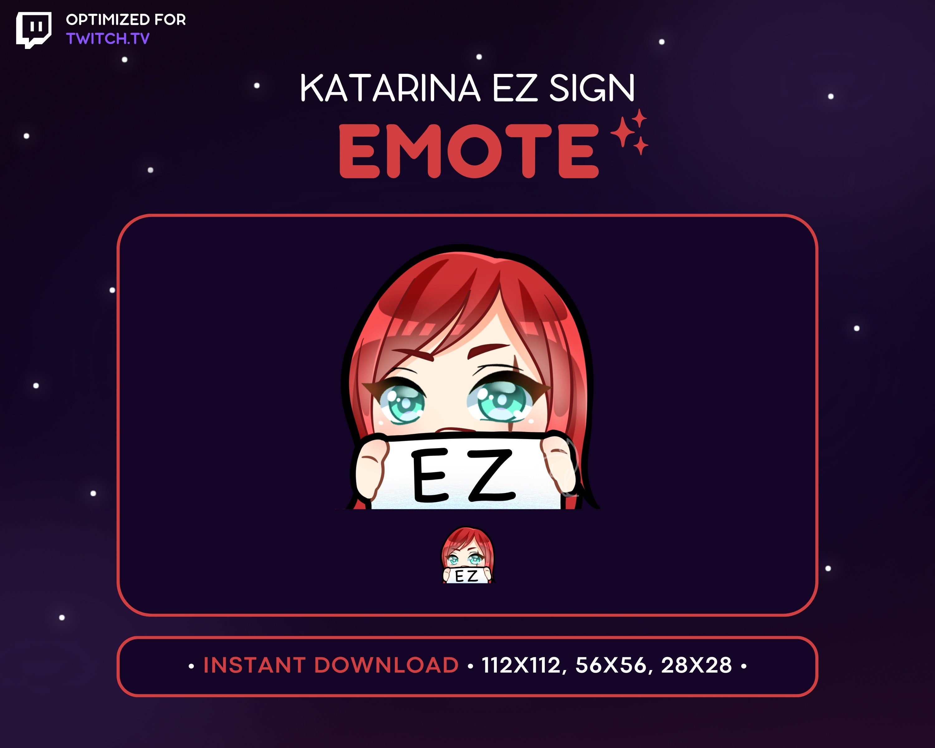 カタリナ Twitch エモート - EZ サイン カタリナ リーグ オブ レジェンド、カタリナ Discord エモート、ストリーミング  アセット、ゲーマー ガール、ステッカー 絵文字、簡単 - Etsy 日本