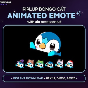 アニメ ポッチャマ ボンゴ キャット Twitch エモート [6 つのアクセサリ付き] - ポケモン ポッチャマ Discord エモート、ストリーム グラフィック アセット 絵文字、GIF、音楽、プリン