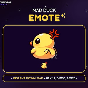 Cute Duck Twitch Emote - Mad Duck Emote, Duck Discord Emote, Gaming, Streaming Assets, Emoji, Kawaii, Funny, Angry, Annoyed, Rage, Adorable