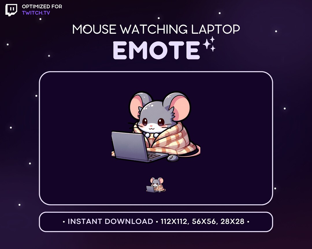 Mouse Emotes Comfy Lurk Mouse Watching Laptop Twitch Emote - Discord Emoji, Blankies ...