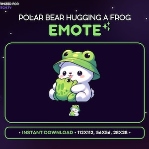 Süßer Bär Twitch Emote - Froschhut Eisbär Emote, Bär Discord Emote, Gaming, Streamen, Emoji, Kawaii, Bezaubernd, Tier, Weißer Bär Emote