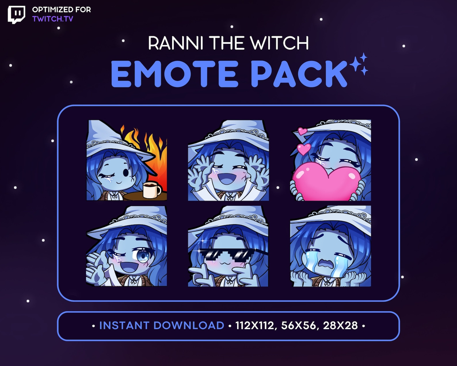 Ranni Window Sticker Ranni the Witch Twitch Emote Pack 6x - Ranni Elden Ring, Elden Ring ...