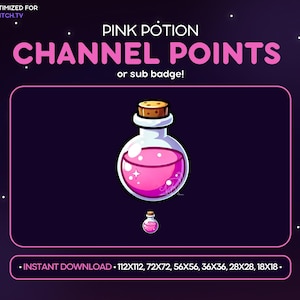 Pink Potion Twitch Channel Point Icon, Spell Potion Sub Badge, Emote - Discord Emote, Streaming Assets, Gaming, Emoji, Magic, Witch, Loyalty