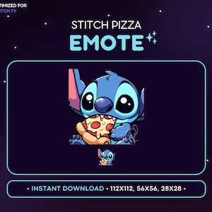 Stitch Twitch Emote - Pizza Discord Emoji, Sticker, Food, Eating, Yummy