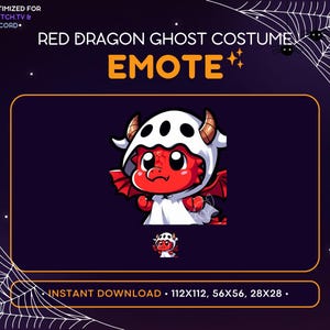 Red Dragon Twitch Emote - Ghost Costume, Halloween Emote, Discord Server, Spooky, Scary, Emoji, Stream Decoration, Party, Trick or Treat