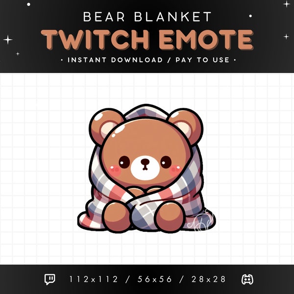 Cute Bear Twitch Emote Blanket - Comfy Bear Emote, Bear Discord Emote, Gaming, Streaming, Emoji, Kawaii, Adorable, Cozy, Sleep, Blankies