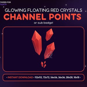 Red Crystals Twitch Channel Point Icon, Sub Badge Emote - Crystal Discord Emote, Streaming Assets, Gaming, Emoji Sticker, Loyalty Diamond