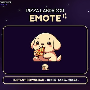 Cute Labrador Dog Twitch Emote Love - Pizza Dog Emote, Puppy Discord Emote, Gaming, Streaming, Emoji, Kawaii, Adorable, Fast Food, Eating