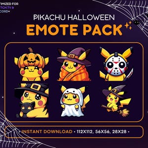 Emote di Halloween Pikachu Twitch - Pokemon Pikachu, Emote di Halloween, Server Discord, Magia, Spettrale Spaventoso, Emoji, Decorazione Stream, Kawaii