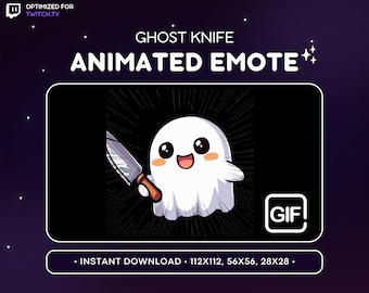ANIMATED Ghost Twitch Emote - Knife Ghost Emote, Ghost Discord Emote, Gaming, Streaming, Emoji, Kawaii, Adorable, Dangerous, Spooky, Scary