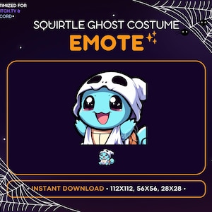 Squirtle Twitch Emote - Ghost Costume, Halloween Emote, Discord Server, Magic, Spooky, Scary, Emoji, Stream Decoration, Lurk, Funny, Kawaii