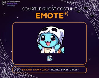 Squirtle Twitch Emote - Ghost Costume, Halloween Emote, Discord Server, Magic, Spooky, Scary, Emoji, Stream Decoration, Lurk, Funny, Kawaii
