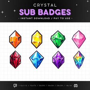 Crystal Twitch Sub Badges - Crystal Discord Emote, Channel Point Icons, Streaming Assets, Gaming Emoji, Loyalty Badges, Diamond, Amethyst