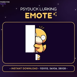 Psyduck Twitch Emote - Lurk Psyduck ポケモン Emote、ゲーム、ストリーミング アセット、Psyduck Discord Emote、かわいい、ピーク、こっそり、隠れる、かわいい