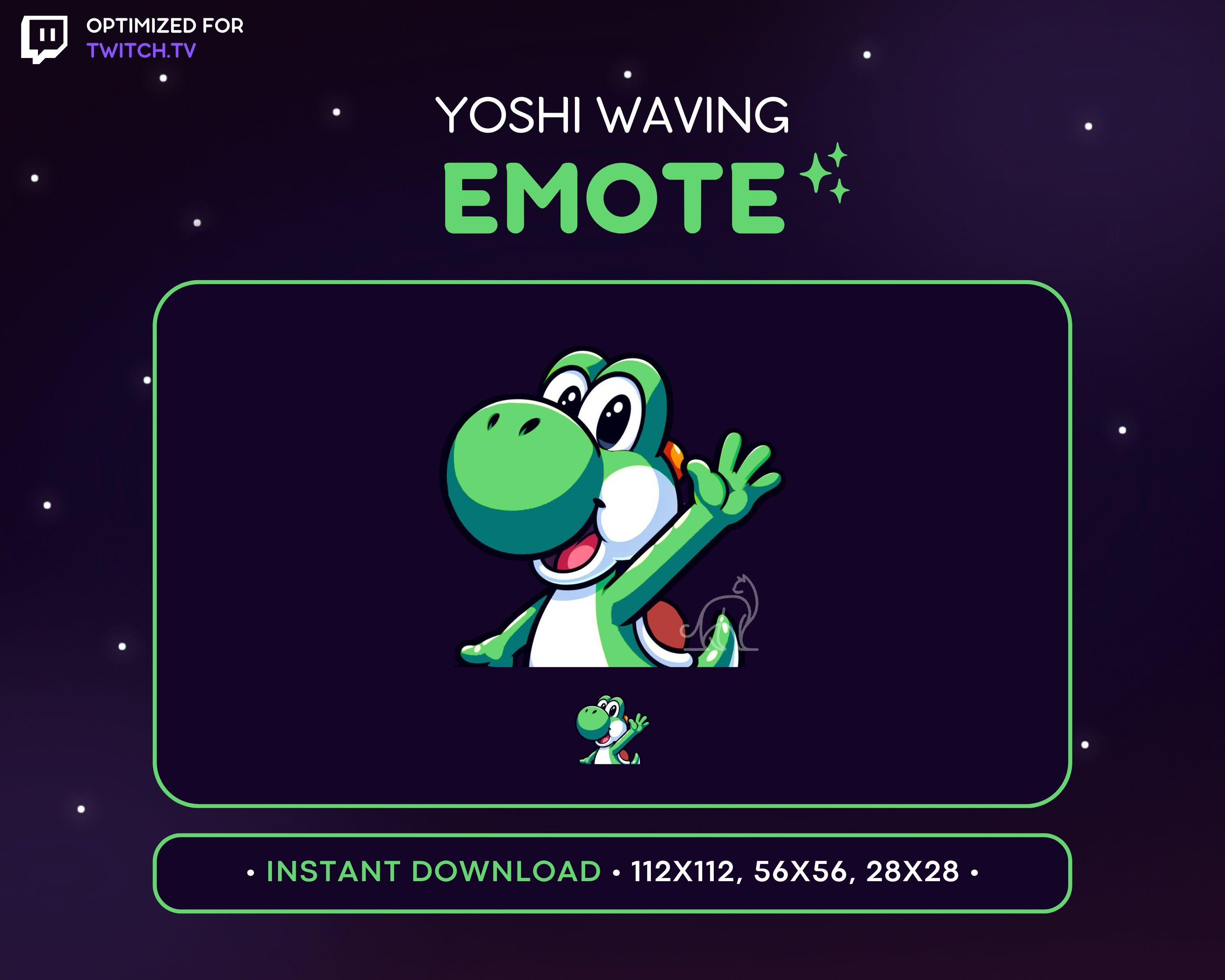 Yoshi Twitch Emote - Waving Yoshi Emote, Yoshi Discord Emote