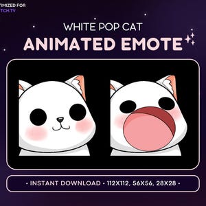 ANIMATED White Cat Pop Emote - Cute Animated Cat Discord Emote, Streaming Assets, Gaming Emoji, Sticker, GIF, Funny, Pop Cat Meme