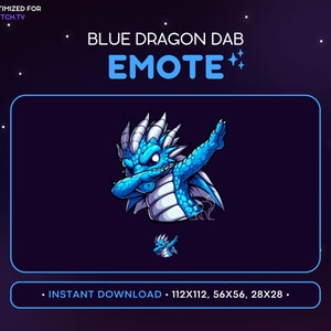 クールなブルードラゴンのTwitchエモート - ダビングドラゴンエモート、ドラゴンDiscordエモート、ゲーム、ストリーミングアセット絵文字、楽しい、神話的、面白い、ダブポーズ