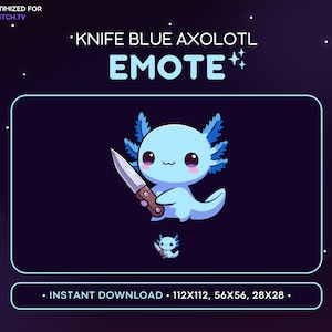 かわいいアホロートルの Twitch 絵文字 - ナイフ ライトブルー アホロートルの絵文字、アホロートルの Discord 絵文字、ゲーム、ストリーミング、絵文字、かわいい、面白い、パステル、水