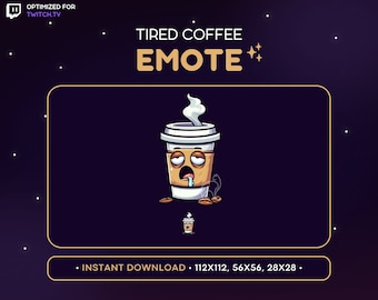 Tired Coffee Cup Twitch Emote - Coffee Emote, Coffee Discord Emote, Annoyed, Sleepy, Gaming, Streaming Assets, Channel Point Icon, Exhausted