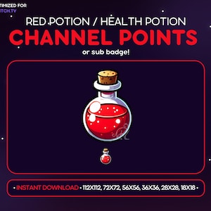 Red Potion Twitch Channel Point Icon, Health Potion Sub Badge, Emote - Discord Emote, Streaming Assets, Gaming, Emoji, Magic, Witch, Loyalty