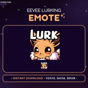 Emote lindo de Eevee para Twitch - Emote de Eevee de Pokémon acechante, Juegos, Recursos para streaming, Emote de Eevee para Discord, Pico, Escondiéndose, Acechando, Apareciendo imagen 1