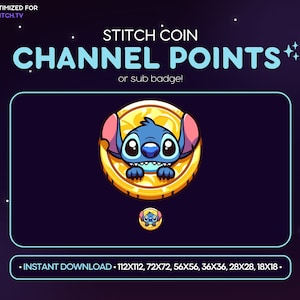 Stitch Coin Twitch Channel Point Icon, Sub Badge, Emote - Stitch Discord Emote, Streaming Assets, Gaming, Emoji, Sticker, Loyalty Badge
