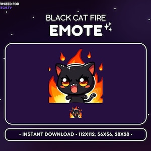黒猫のTwitch絵文字「Fire Mad」 - 怒り猫Discord絵文字、猫ストリーミングアセット、ゲーム、絵文字、PNGステッカー、WhatsApp、怒り、これは結構です