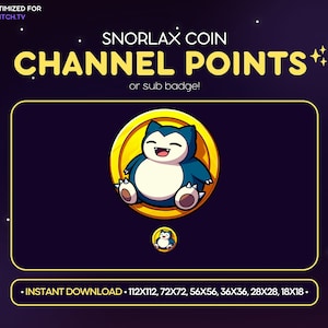 Snorlax Coin Twitch Channel Point Icon, Sub Badge, Emote - Snorlax Discord Emote, Streaming Assets, Gaming, Emoji, Sticker, Loyalty Badge
