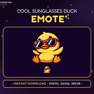 Cute Duck Twitch Emote - Cool Duck Emote, Duck Discord Emote, Gaming, Streaming Assets, Emoji, Kawaii, Funny, Chill, Sunglasses, Relaxing