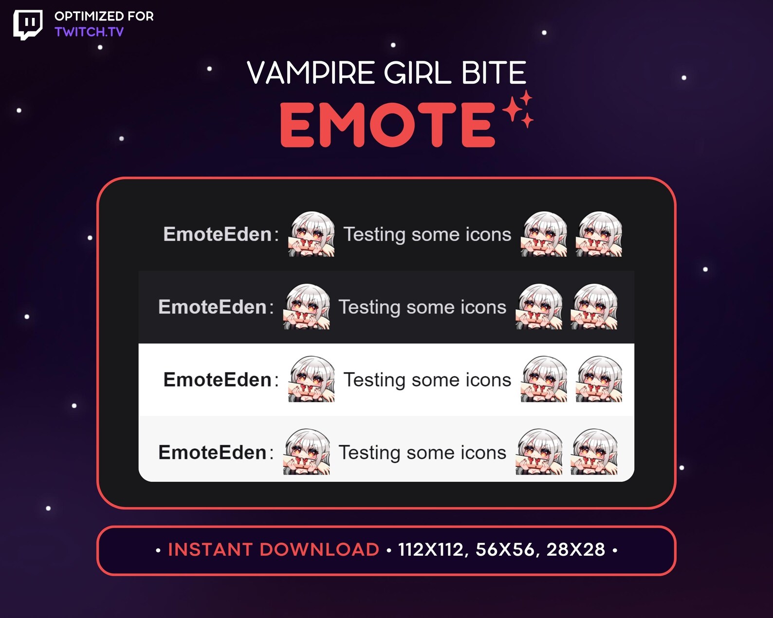Vampire Girl Twitch Emote - Biting Arm, Evil Vampire Girl, Kawaii Anime ...