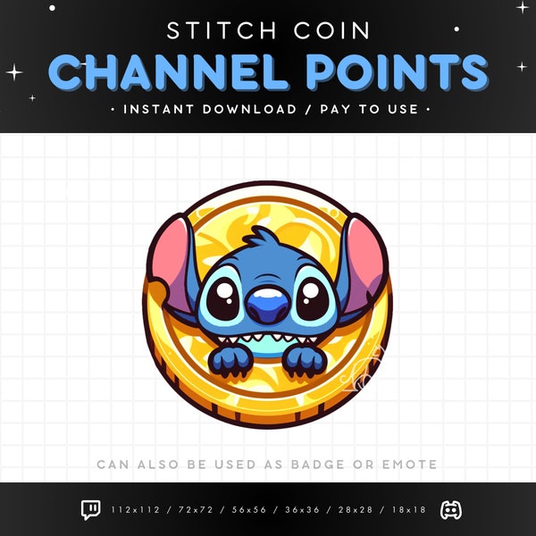 Stitch Coin Twitch Channel Point Icon, Sub Badge, Emote - Stitch Discord Emote, Streaming Assets, Gaming, Emoji, Sticker, Loyalty Badge