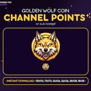 クールなウルフコイン Twitch チャンネルポイントアイコン、サブバッジ、エモート - ウルフ Discord エモート、ストリーミングアセット、ゲーム、絵文字、ステッカー、ロイヤルティバッジ