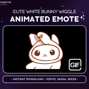ANIMATED White Bunny Wiggle Emote - Cute Animated Bunny Discord Emote, Streaming Assets, Gaming, Emoji, Sticker, GIF, Funny, Duck Hat, Meme