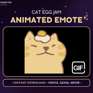 Jam Cat animiertes Emote - Animiertes Twitch Emote, Streamer, Download bereit, GIF, Süße Katze Discord Emote, Rave, Ei Kopf