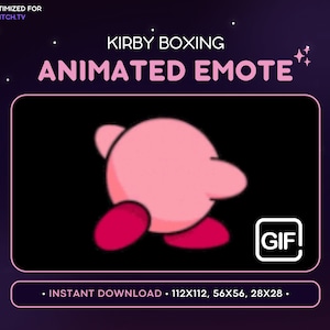 Kirby Boxing Animated Emote - Animated Twitch Emote, Streaming Assets, Streamers, Ready to Download, GIF, Smash Bros Emote, Funny Kirby