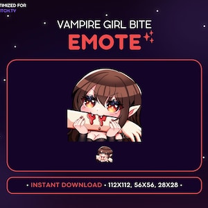 Vampire Girl Twitch Emote - Biting Arm, Evil Vampire Girl, Kawaii Anime, Gamer Girl , Streaming, Gaming, Discord Emote, Funny, Blood