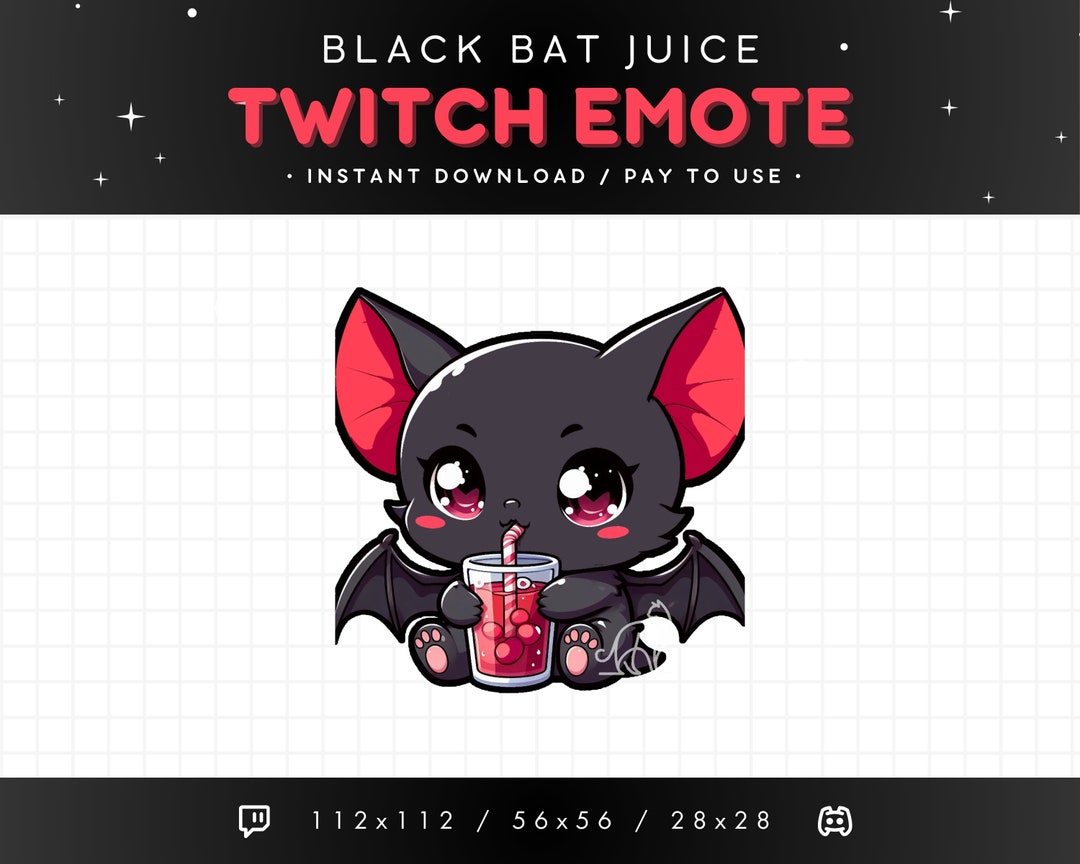 Cute Bat Twitch Emote Juice Drink Bat Emote, Bat Discord Emote, Gaming ...