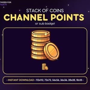 Gold Coin Stack Twitch Channel Point Icon, Sub Badge, Emote - Money Discord Emote, Streaming Assets, Gaming, Emoji, Sticker, Loyalty Badge