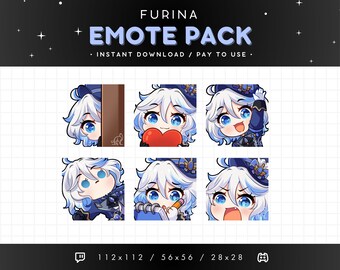 Furina Genshin Impact Twitch Emote - Genshin Discord Emote, Streaming Asset, Gamer Girl, Youtube, Sticker Emoji, Streamer, Love, Lurk, Wave