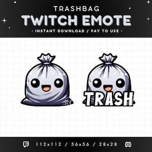 Trash Bag Twitch Emote - Cute Trash Emote, Trash Discord Emote, Streaming Assets, Garbage, Gaming, Stream Emoji, Sticker, Funny Emote