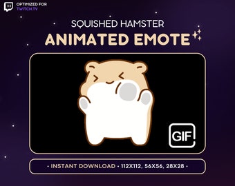 Squished Hamster Animated Emote - Animated Twitch Emote, Streaming Assets, Streamers, Ready to Download, GIF, Hamster Meme Emote, Hug