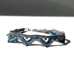 Fancy Handmade Crochet Anklet - 9.5&quot; - Size Large Beaded Ankle Bracelet | Boho Jewelry for Women | Lace Ankle Bracelet