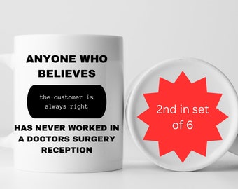 Receptionist Mug, Occupation Mug, Funny Mug, 2nd in a set, Gift for Her, Accent Mugs, White Mugs, Ceramic Coffee Mugs