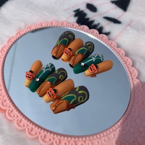 Pumpkin Patch | Halloween Nails, Spooky Nails, Fall Nails, Coffin Nails, Press On Nails, False Nails, Fake Nails