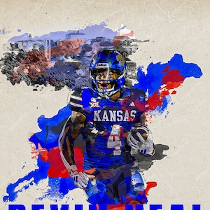 Devin Neal, Poster, Wall Art Printable, Kansas Jayhawks, Digital Download, Man Cave, Gift, Wall Decor, Sports Art, Devin Neal Poster, Kansas
