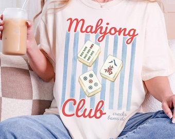 Mahjong Club Shirt, Mahjong Lover Gift, American Mahjong, Girls Night Shirt, Preppy Game Night Outfit, Brunch Club Tee, Coastal Chic Shirt