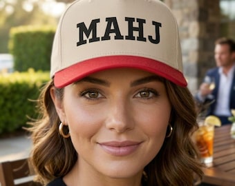 MAHJ Embroidered Hat, Mahjong Gift, Board Game Gift, Mahjong Birthday Gift, Game Night Hat, Ladies Game Night, Mahj Squad